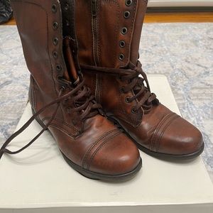 Brand new, combat boots. With box. Size 8. Retail 120.00. Brown boots